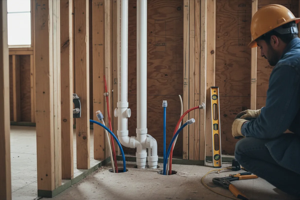 Drain and supply rough-in during Leak Detection in Hallandale
